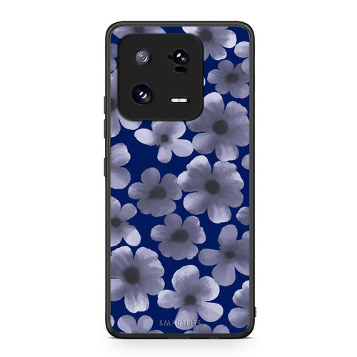 Θήκη Xiaomi 13 Pro Pale Blue Flowers on Navy από τη Smartfits με σχέδιο στο πίσω μέρος και μαύρο περίβλημα | Xiaomi 13 Pro Pale Blue Flowers on Navy case with colorful back and black bezels