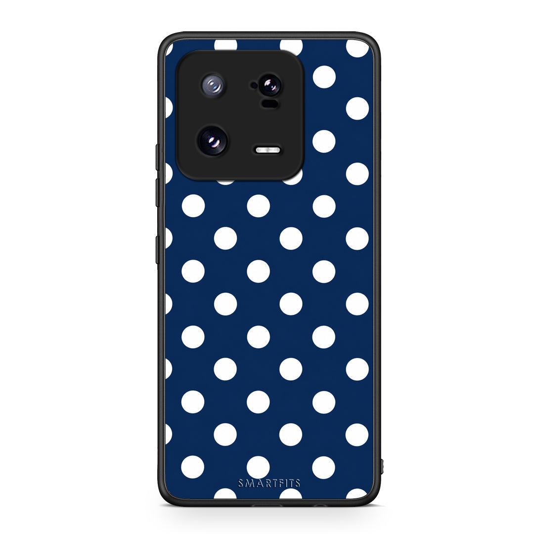 Θήκη Xiaomi 13 Pro White Large Polka Dots on Navy από τη Smartfits με σχέδιο στο πίσω μέρος και μαύρο περίβλημα | Xiaomi 13 Pro White Large Polka Dots on Navy case with colorful back and black bezels