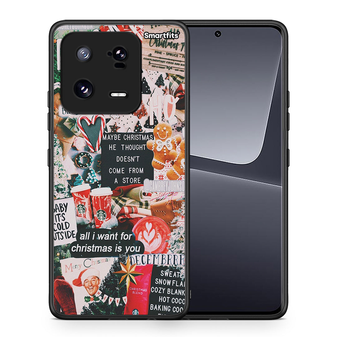 Θήκη Xiaomi 13 Christmas Happiness από τη Smartfits με σχέδιο στο πίσω μέρος και μαύρο περίβλημα | Xiaomi 13 Christmas Happiness Case with Colorful Back and Black Bezels