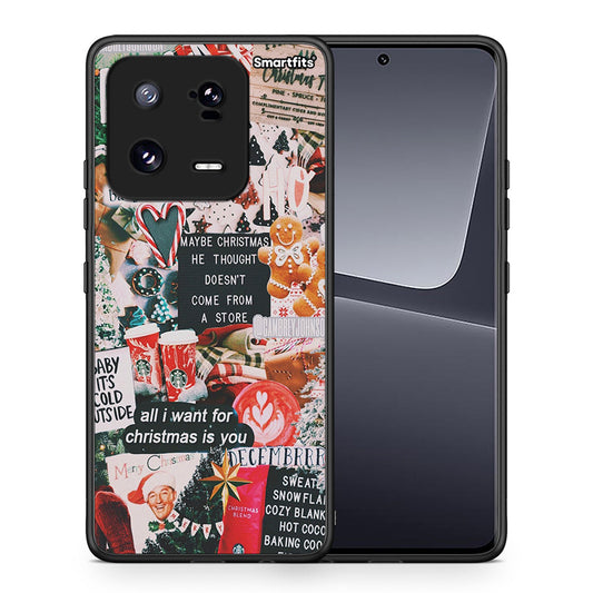 Θήκη Xiaomi 13 Christmas Happiness από τη Smartfits με σχέδιο στο πίσω μέρος και μαύρο περίβλημα | Xiaomi 13 Christmas Happiness Case with Colorful Back and Black Bezels