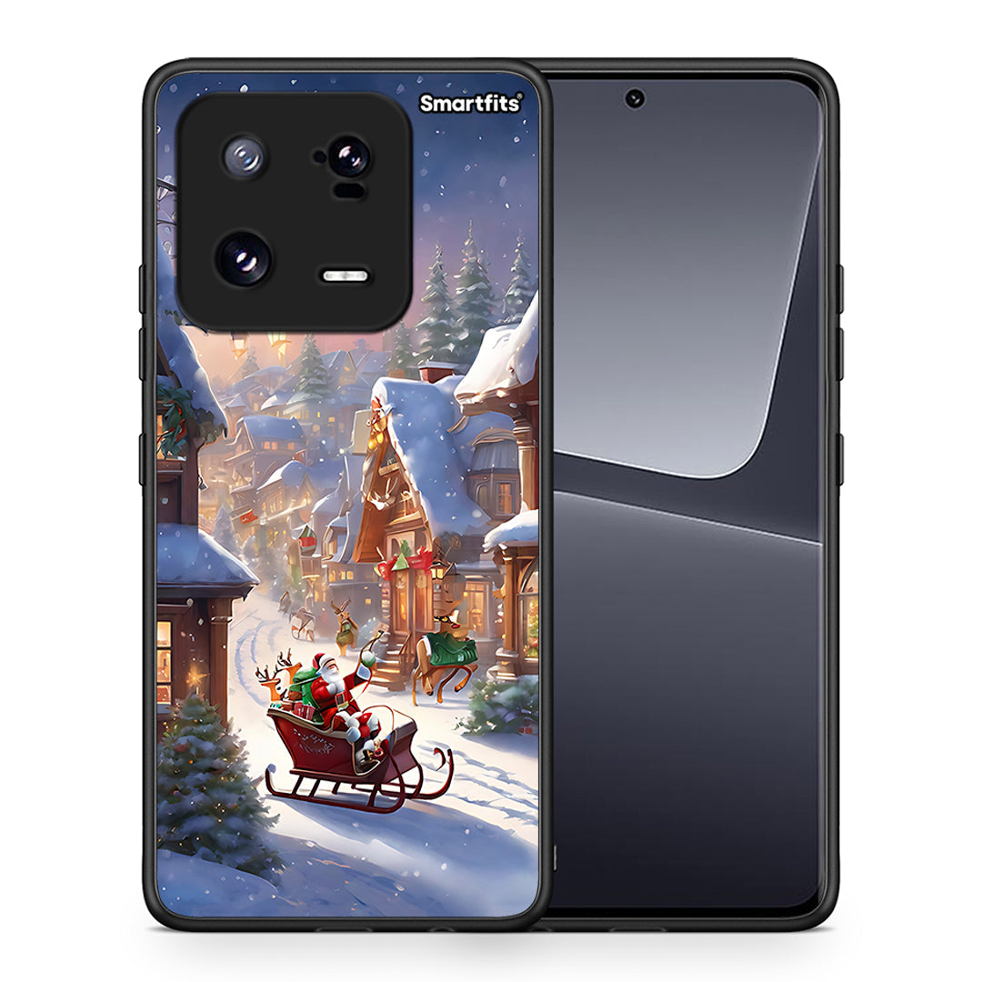 Θήκη Xiaomi 13 Christmas Snow από τη Smartfits με σχέδιο στο πίσω μέρος και μαύρο περίβλημα | Xiaomi 13 Christmas Snow Case with Colorful Back and Black Bezels