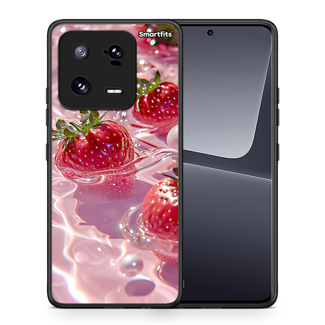 Θήκη Xiaomi 13 Juicy Strawberries από τη Smartfits με σχέδιο στο πίσω μέρος και μαύρο περίβλημα | Xiaomi 13 Juicy Strawberries Case with Colorful Back and Black Bezels