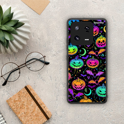 Θήκη Xiaomi 13 Pro Neon Halloween από τη Smartfits με σχέδιο στο πίσω μέρος και μαύρο περίβλημα | Xiaomi 13 Pro Neon Halloween Case with Colorful Back and Black Bezels