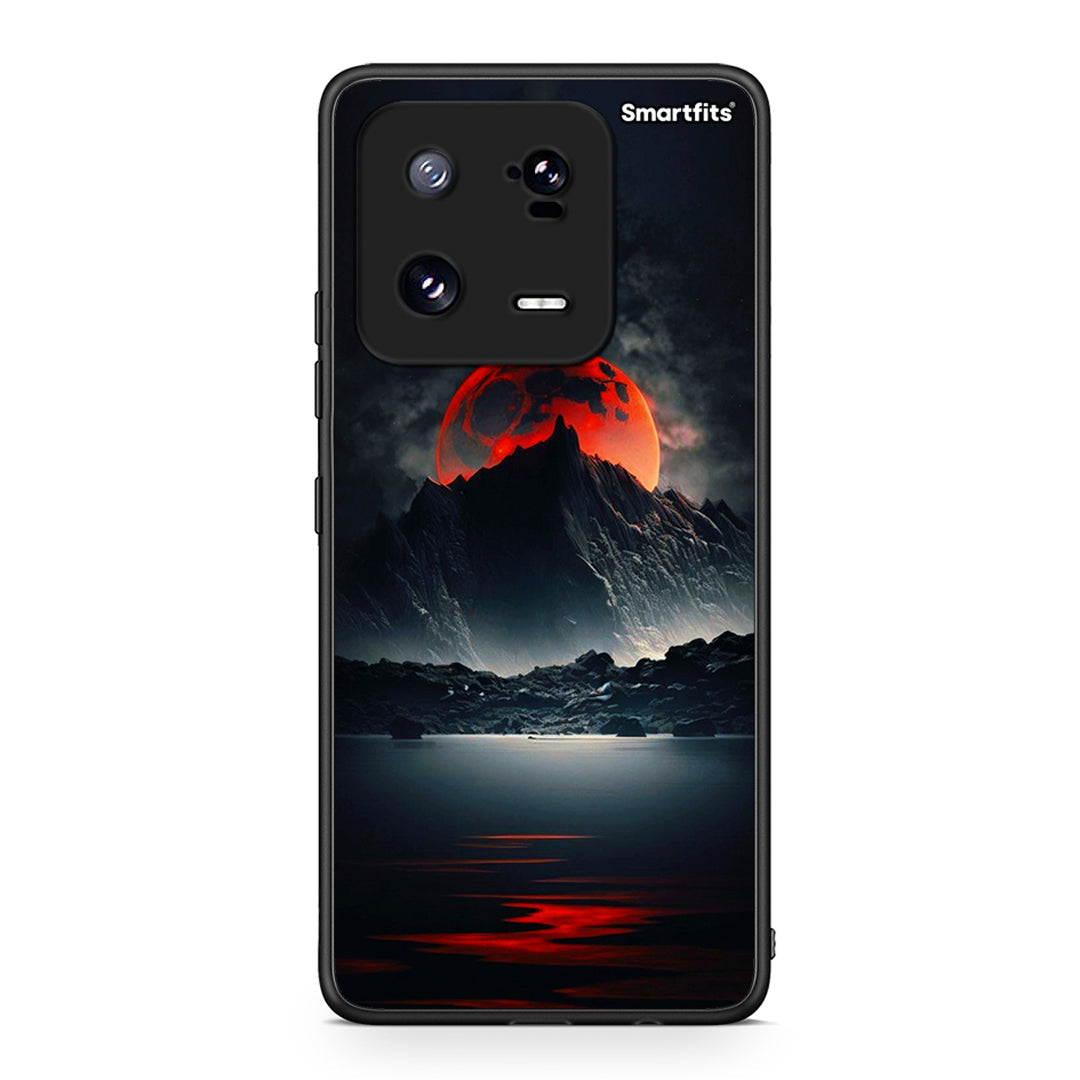 Θήκη Xiaomi 13 Pro Red Full Moon από τη Smartfits με σχέδιο στο πίσω μέρος και μαύρο περίβλημα | Xiaomi 13 Pro Red Full Moon Case with Colorful Back and Black Bezels