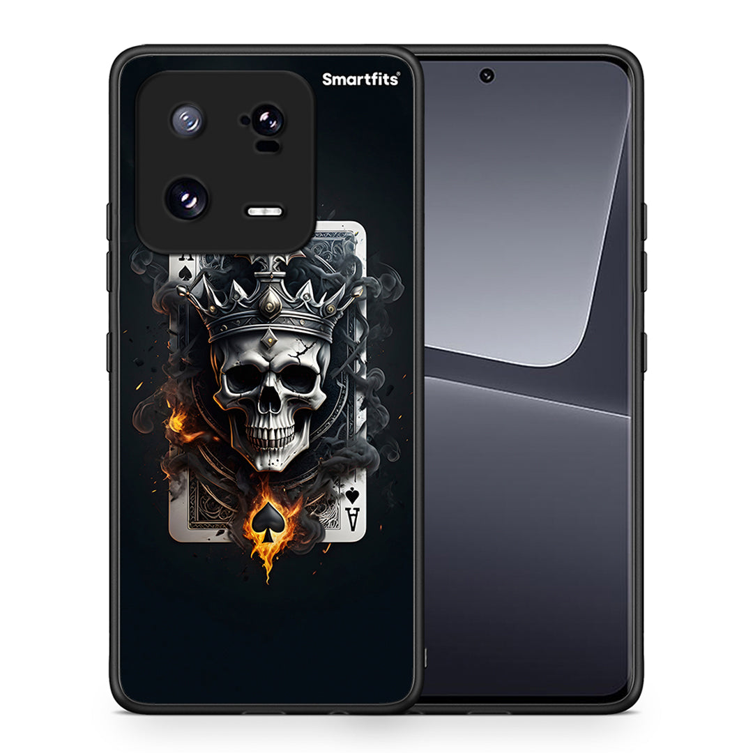 Θήκη Xiaomi 13 Skull King Ace από τη Smartfits με σχέδιο στο πίσω μέρος και μαύρο περίβλημα | Xiaomi 13 Skull King Ace Case with Colorful Back and Black Bezels