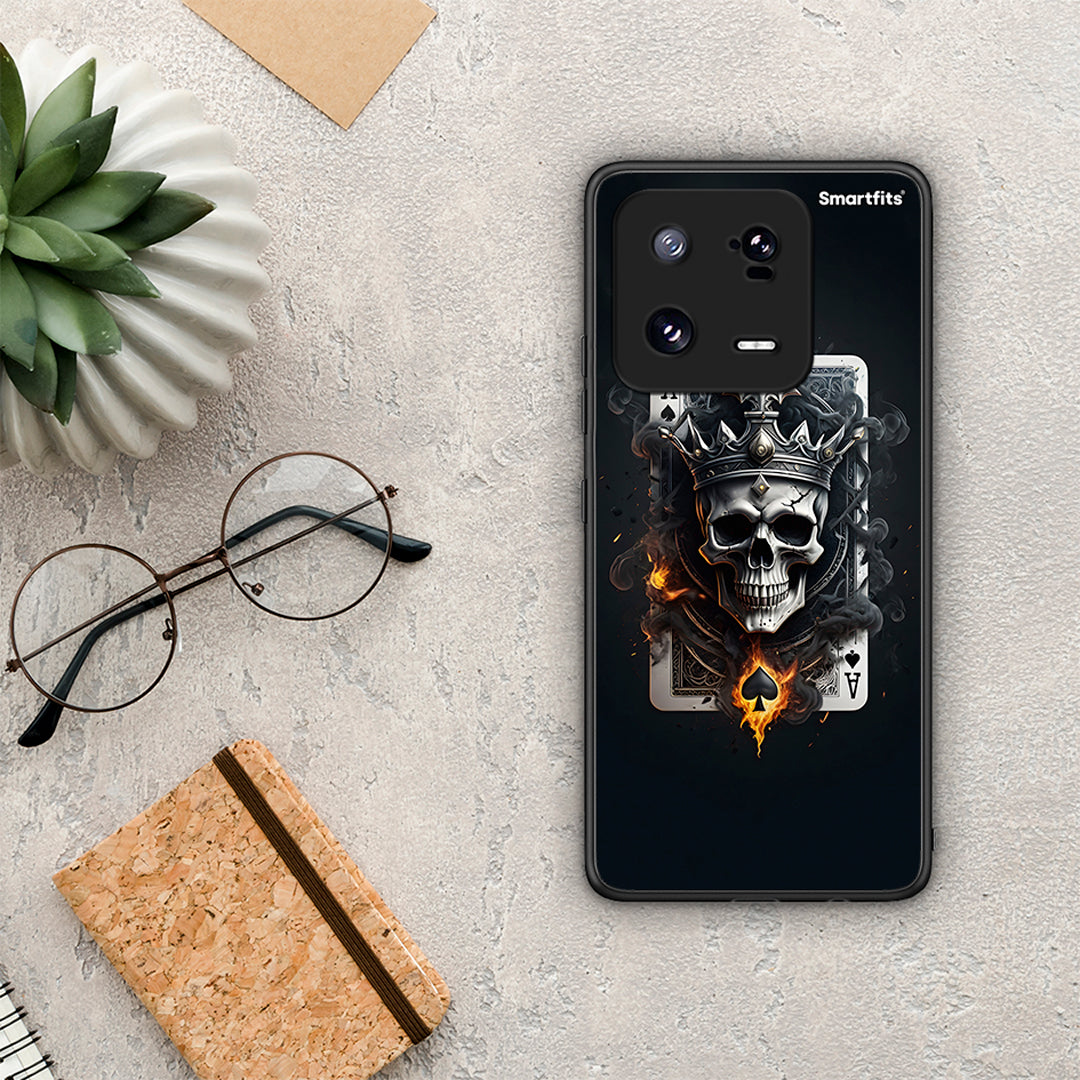 Θήκη Xiaomi 13 Skull King Ace από τη Smartfits με σχέδιο στο πίσω μέρος και μαύρο περίβλημα | Xiaomi 13 Skull King Ace Case with Colorful Back and Black Bezels