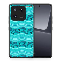 Thumbnail for Θήκη Xiaomi 13 Pro Swimming Dolphins από τη Smartfits με σχέδιο στο πίσω μέρος και μαύρο περίβλημα | Xiaomi 13 Pro Swimming Dolphins Case with Colorful Back and Black Bezels