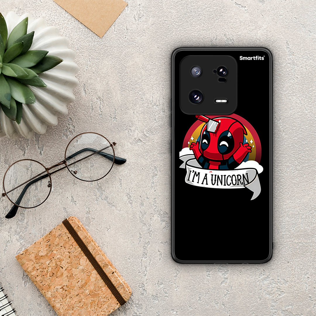 Θήκη Xiaomi 13 Unicorn Deadpool από τη Smartfits με σχέδιο στο πίσω μέρος και μαύρο περίβλημα | Xiaomi 13 Unicorn Deadpool Case with Colorful Back and Black Bezels