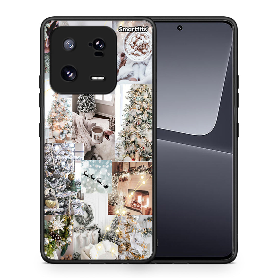Θήκη Xiaomi 13 White Christmas από τη Smartfits με σχέδιο στο πίσω μέρος και μαύρο περίβλημα | Xiaomi 13 White Christmas Case with Colorful Back and Black Bezels