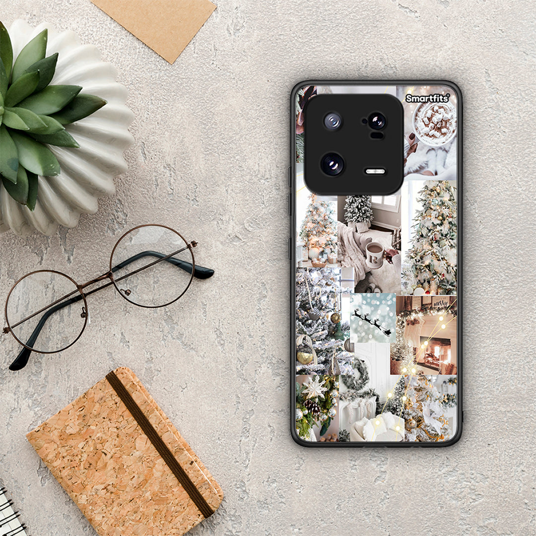 Θήκη Xiaomi 13 White Christmas από τη Smartfits με σχέδιο στο πίσω μέρος και μαύρο περίβλημα | Xiaomi 13 White Christmas Case with Colorful Back and Black Bezels