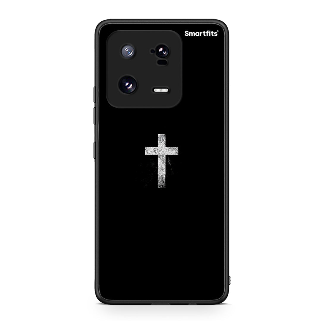 Θήκη Xiaomi 13 Pro White Cross από τη Smartfits με σχέδιο στο πίσω μέρος και μαύρο περίβλημα | Xiaomi 13 Pro White Cross Case with Colorful Back and Black Bezels