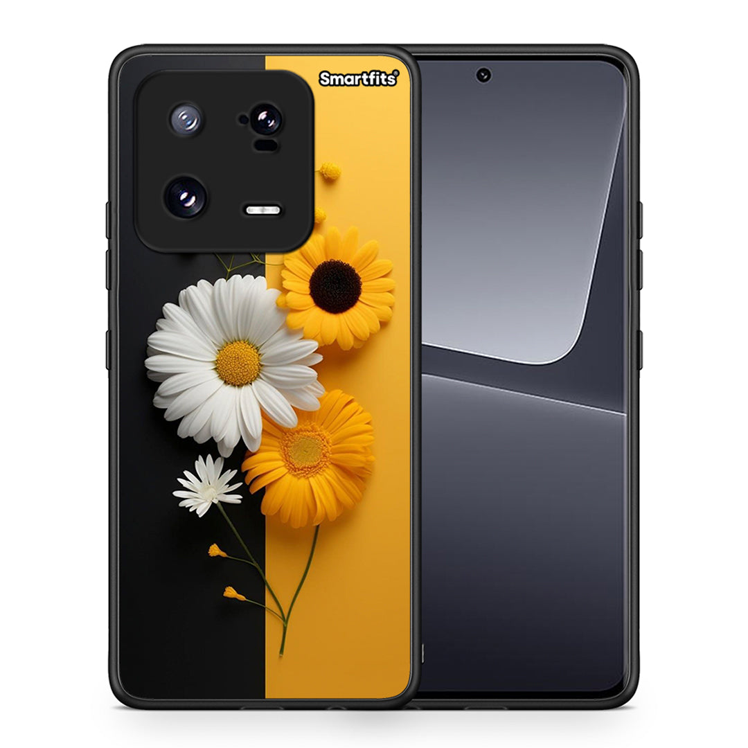 Θήκη Xiaomi 13 Yellow Daisies από τη Smartfits με σχέδιο στο πίσω μέρος και μαύρο περίβλημα | Xiaomi 13 Yellow Daisies Case with Colorful Back and Black Bezels