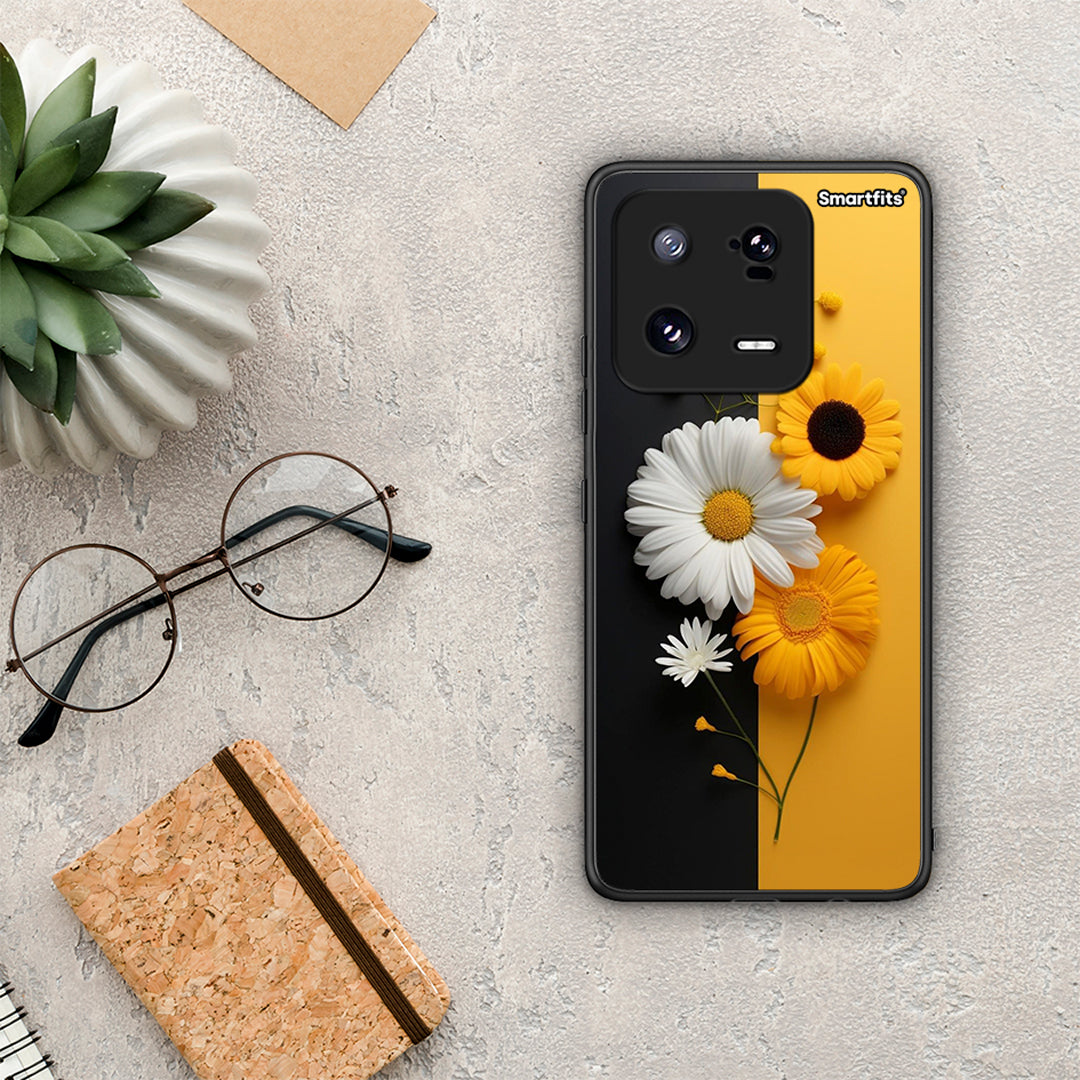 Θήκη Xiaomi 13 Pro Yellow Daisies από τη Smartfits με σχέδιο στο πίσω μέρος και μαύρο περίβλημα | Xiaomi 13 Pro Yellow Daisies Case with Colorful Back and Black Bezels