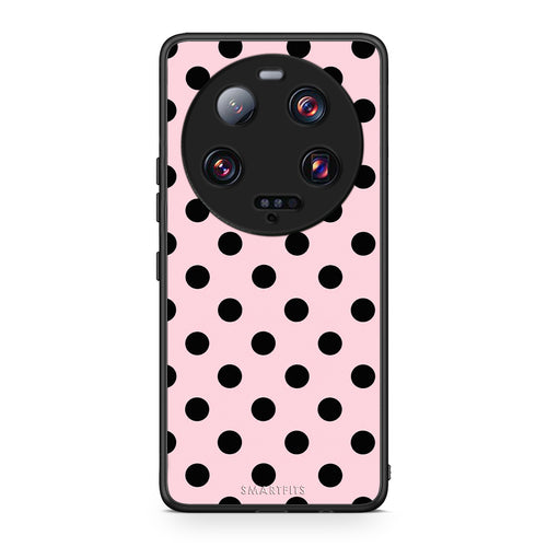 Θήκη Xiaomi 13 Ultra Black Polka Dots on Pink από τη Smartfits με σχέδιο στο πίσω μέρος και μαύρο περίβλημα | Xiaomi 13 Ultra Black Polka Dots on Pink case with colorful back and black bezels