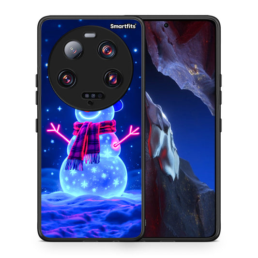 Θήκη Xiaomi 13 Ultra Christmas Neon Snowman από τη Smartfits με σχέδιο στο πίσω μέρος και μαύρο περίβλημα | Xiaomi 13 Ultra Christmas Neon Snowman Case with Colorful Back and Black Bezels
