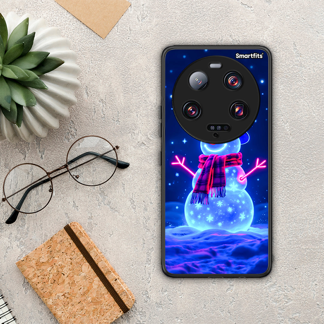 Θήκη Xiaomi 13 Ultra Christmas Neon Snowman από τη Smartfits με σχέδιο στο πίσω μέρος και μαύρο περίβλημα | Xiaomi 13 Ultra Christmas Neon Snowman Case with Colorful Back and Black Bezels