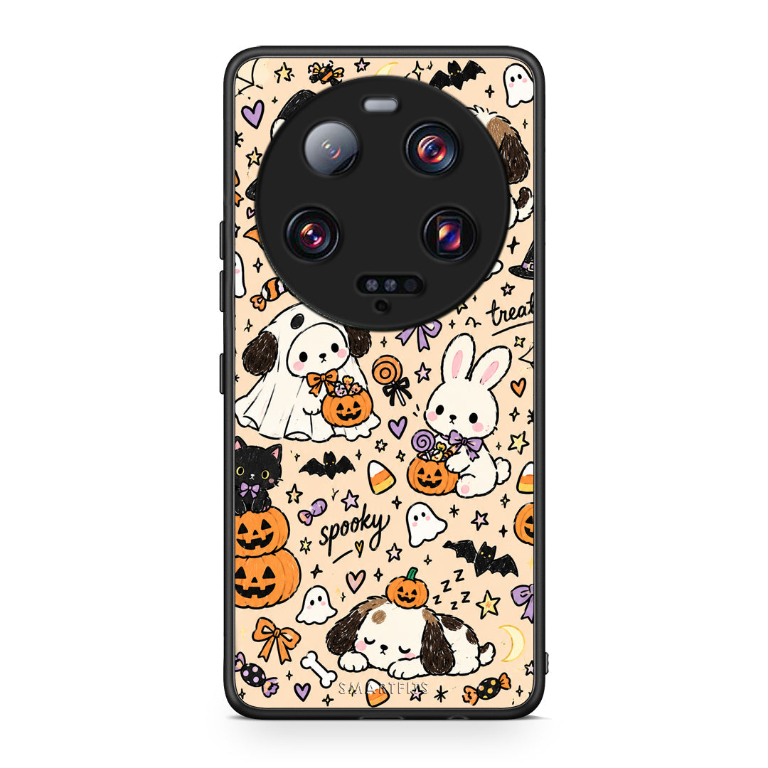 Θήκη Xiaomi 13 Ultra Halloween Puppies and Friends on Cream από τη Smartfits με σχέδιο στο πίσω μέρος και μαύρο περίβλημα | Xiaomi 13 Ultra Halloween Puppies and Friends on Cream case with colorful back and black bezels