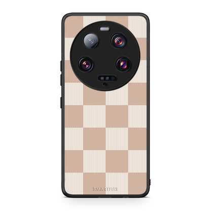 Θήκη Xiaomi 13 Ultra Latte and Cream Striped Checks από τη Smartfits με σχέδιο στο πίσω μέρος και μαύρο περίβλημα | Xiaomi 13 Ultra Latte and Cream Striped Checks case with colorful back and black bezels