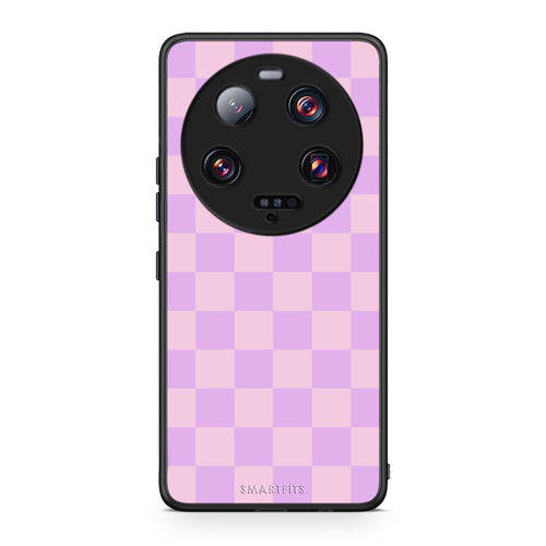 Θήκη Xiaomi 13 Ultra Lavender and Pink Checkerboard από τη Smartfits με σχέδιο στο πίσω μέρος και μαύρο περίβλημα | Xiaomi 13 Ultra Lavender and Pink Checkerboard case with colorful back and black bezels