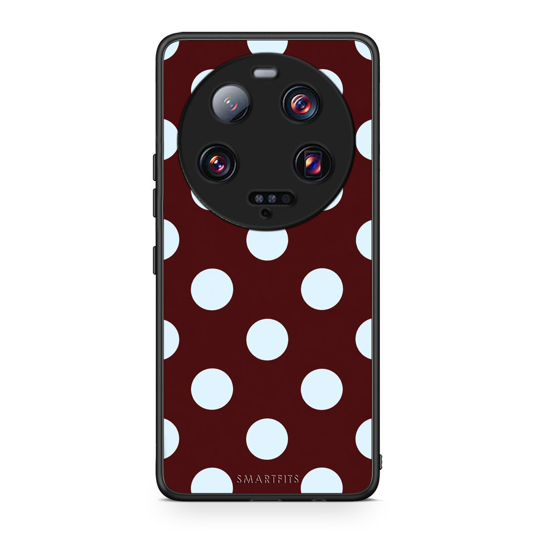 Θήκη Xiaomi 13 Ultra Pale Blue Large Polka Dots on Burgundy από τη Smartfits με σχέδιο στο πίσω μέρος και μαύρο περίβλημα | Xiaomi 13 Ultra Pale Blue Large Polka Dots on Burgundy case with colorful back and black bezels