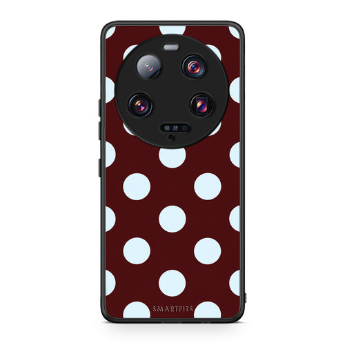 Θήκη Xiaomi 13 Ultra Pale Blue Large Polka Dots on Burgundy από τη Smartfits με σχέδιο στο πίσω μέρος και μαύρο περίβλημα | Xiaomi 13 Ultra Pale Blue Large Polka Dots on Burgundy case with colorful back and black bezels