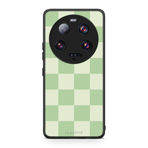 Θήκη Xiaomi 13 Ultra Sage and Cream Striped Checks από τη Smartfits με σχέδιο στο πίσω μέρος και μαύρο περίβλημα | Xiaomi 13 Ultra Sage and Cream Striped Checks case with colorful back and black bezels