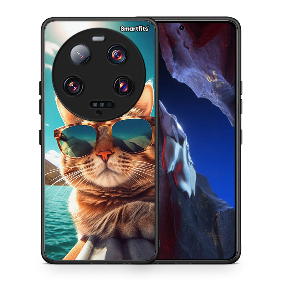 Θήκη Xiaomi 13 Ultra Summer Cat από τη Smartfits με σχέδιο στο πίσω μέρος και μαύρο περίβλημα | Xiaomi 13 Ultra Summer Cat Case with Colorful Back and Black Bezels