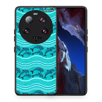 Thumbnail for Θήκη Xiaomi 13 Ultra Swimming Dolphins από τη Smartfits με σχέδιο στο πίσω μέρος και μαύρο περίβλημα | Xiaomi 13 Ultra Swimming Dolphins Case with Colorful Back and Black Bezels