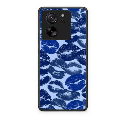 Θήκη Xiaomi 13T Blue Lipstick Kisses από τη Smartfits με σχέδιο στο πίσω μέρος και μαύρο περίβλημα | Xiaomi 13T Blue Lipstick Kisses case with colorful back and black bezels