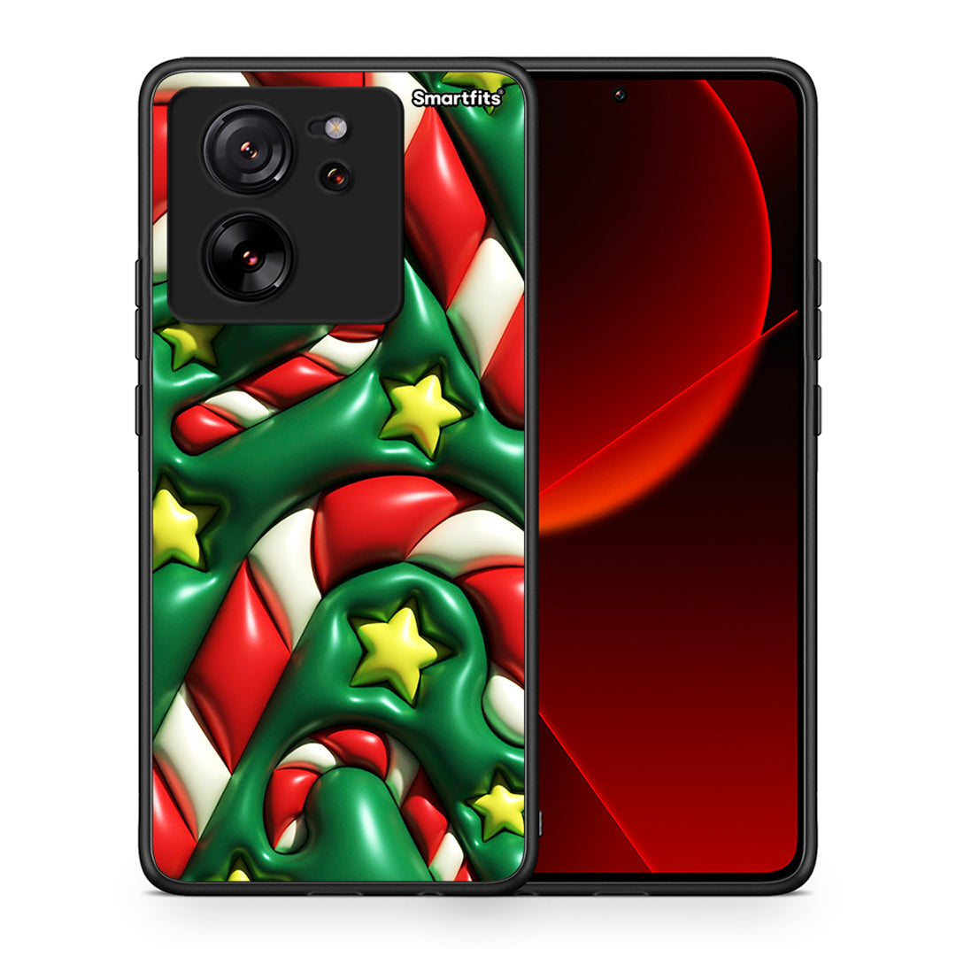 Θήκη Xiaomi 13T Christmas Bubbles από τη Smartfits με σχέδιο στο πίσω μέρος και μαύρο περίβλημα | Xiaomi 13T Christmas Bubbles case with colorful back and black bezels