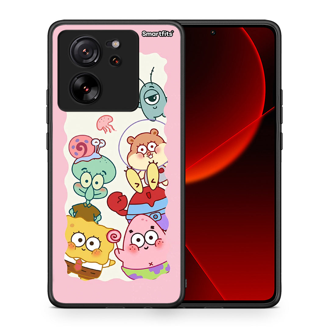 Θήκη Xiaomi 13T Cute Companion από τη Smartfits με σχέδιο στο πίσω μέρος και μαύρο περίβλημα | Xiaomi 13T Cute Companion case with colorful back and black bezels