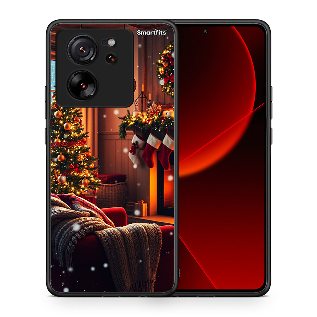 Θήκη Xiaomi 13T Home For Christmas από τη Smartfits με σχέδιο στο πίσω μέρος και μαύρο περίβλημα | Xiaomi 13T Home For Christmas case with colorful back and black bezels