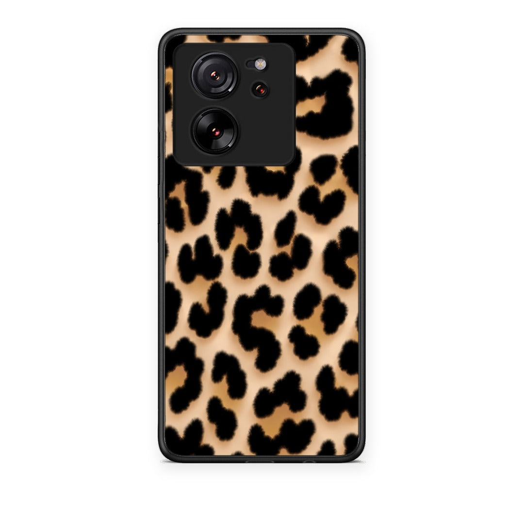 Θήκη Xiaomi 13T Leopard Print Tan Large από τη Smartfits με σχέδιο στο πίσω μέρος και μαύρο περίβλημα | Xiaomi 13T Leopard Print Tan Large case with colorful back and black bezels