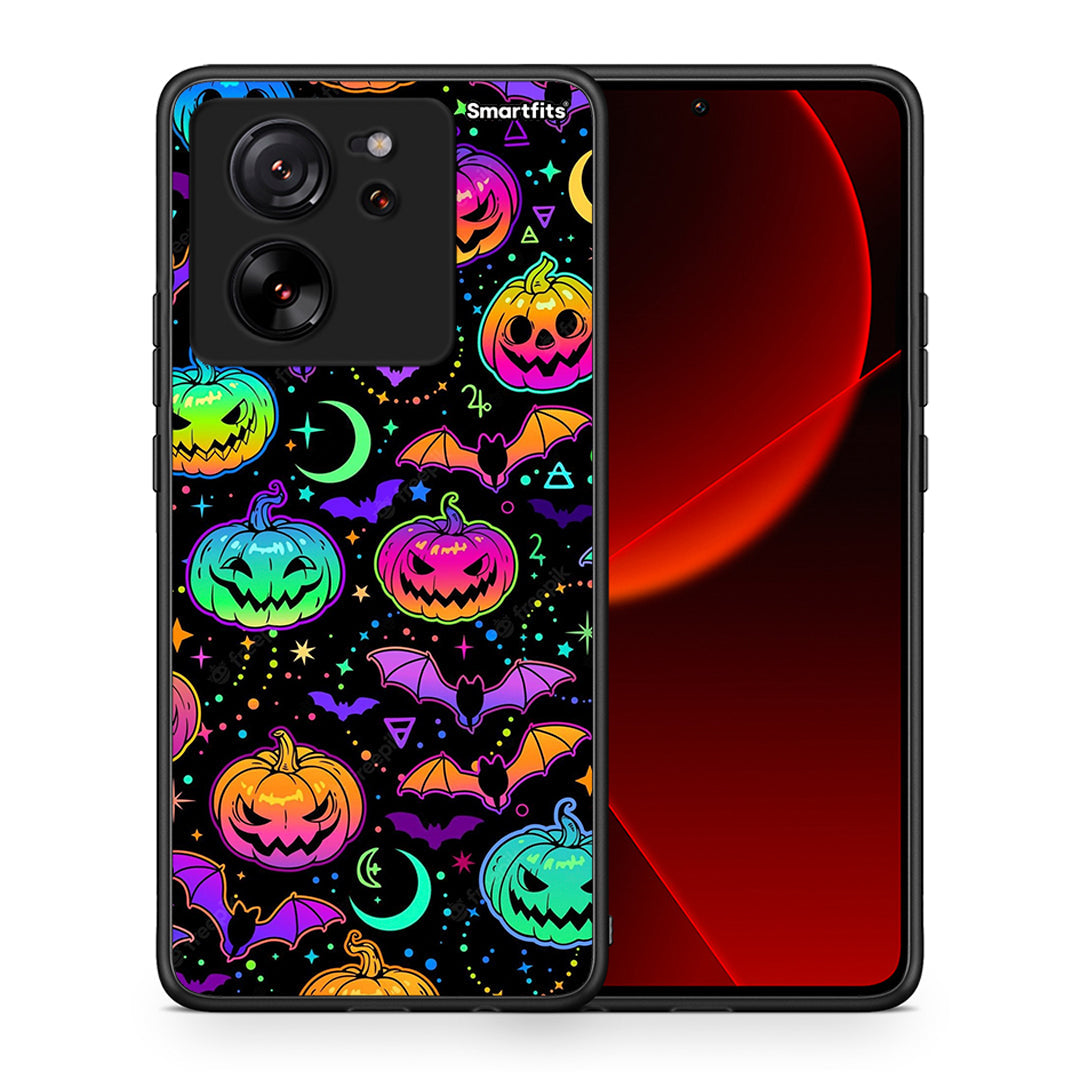 Θήκη Xiaomi 13T Neon Halloween από τη Smartfits με σχέδιο στο πίσω μέρος και μαύρο περίβλημα | Xiaomi 13T Neon Halloween case with colorful back and black bezels