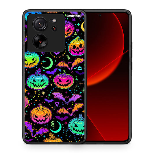 Θήκη Xiaomi 13T Neon Halloween από τη Smartfits με σχέδιο στο πίσω μέρος και μαύρο περίβλημα | Xiaomi 13T Neon Halloween case with colorful back and black bezels