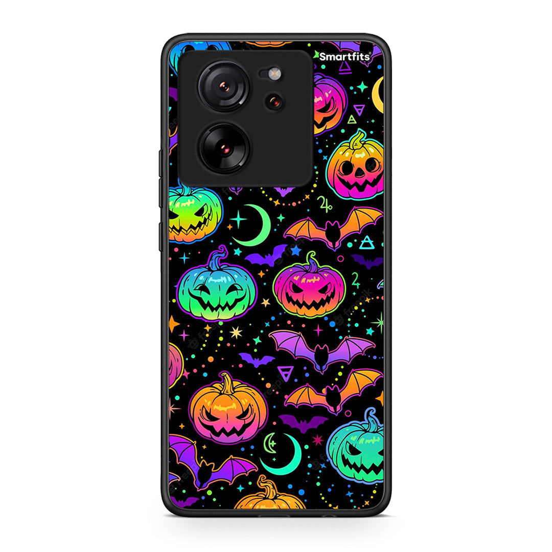 Xiaomi 13T Neon Halloween θήκη από τη Smartfits με σχέδιο στο πίσω μέρος και μαύρο περίβλημα | Smartphone case with colorful back and black bezels by Smartfits