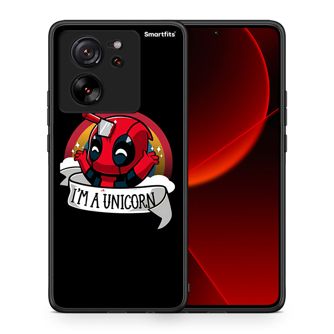 Θήκη Xiaomi 13T Unicorn Deadpool από τη Smartfits με σχέδιο στο πίσω μέρος και μαύρο περίβλημα | Xiaomi 13T Unicorn Deadpool case with colorful back and black bezels