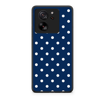 Θήκη Xiaomi 13T White Small Polka Dots on Navy από τη Smartfits με σχέδιο στο πίσω μέρος και μαύρο περίβλημα | Xiaomi 13T White Small Polka Dots on Navy case with colorful back and black bezels
