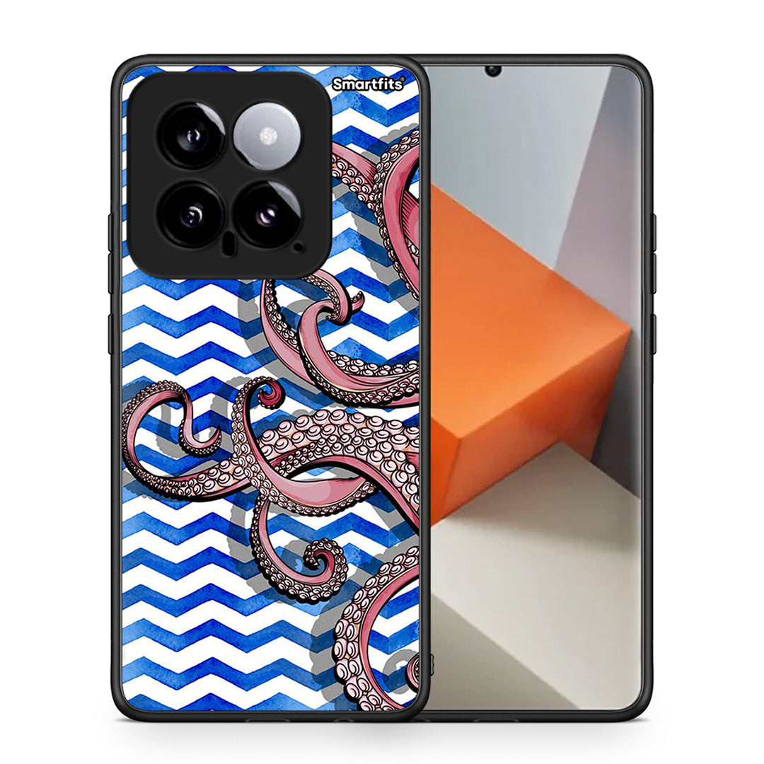 Θήκη Xiaomi 14 5G Chevron Devilfish από τη Smartfits με σχέδιο στο πίσω μέρος και μαύρο περίβλημα | Xiaomi 14 5G Chevron Devilfish case with colorful back and black bezels