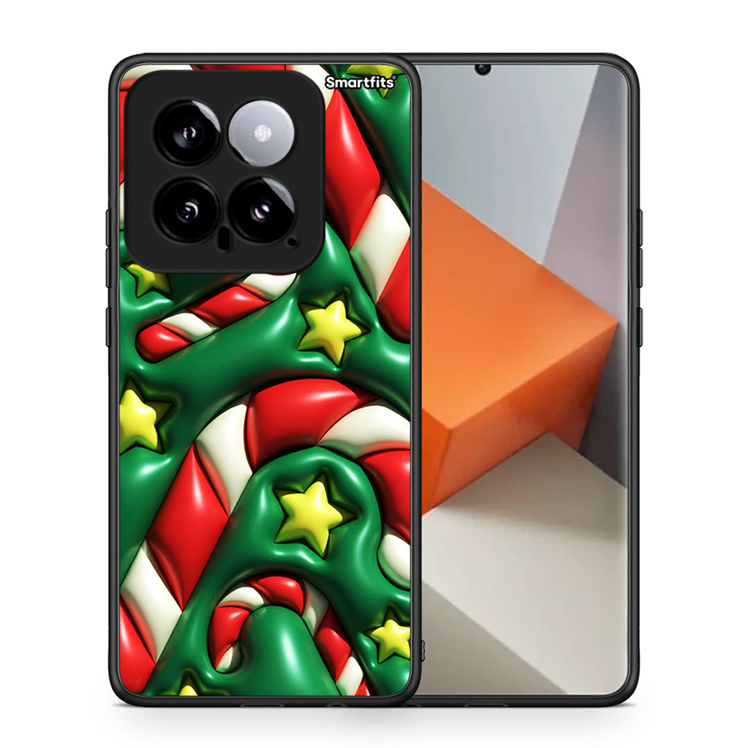 Θήκη Xiaomi 14 5G Christmas Bubbles από τη Smartfits με σχέδιο στο πίσω μέρος και μαύρο περίβλημα | Xiaomi 14 5G Christmas Bubbles case with colorful back and black bezels