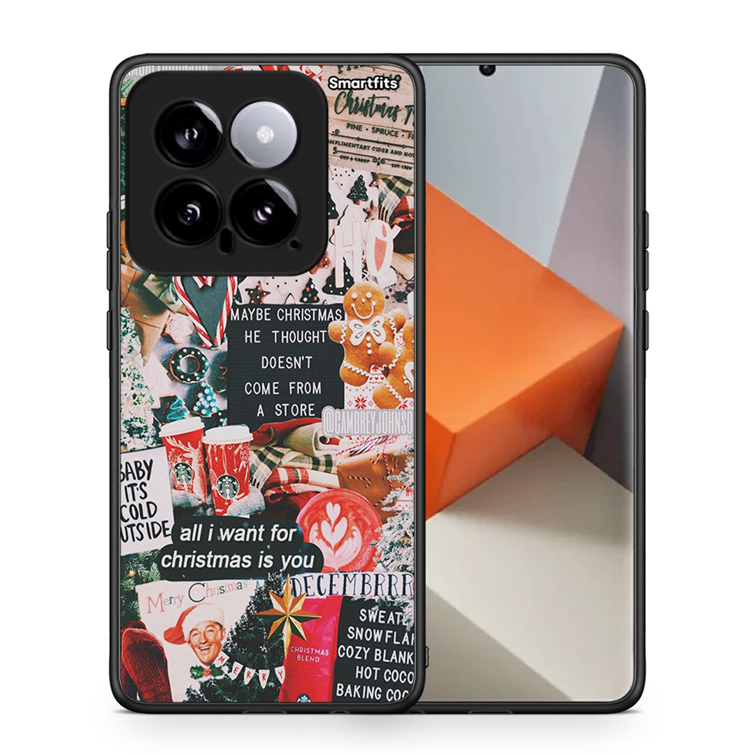 Θήκη Xiaomi 14 5G Christmas Happiness από τη Smartfits με σχέδιο στο πίσω μέρος και μαύρο περίβλημα | Xiaomi 14 5G Christmas Happiness case with colorful back and black bezels
