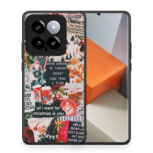 Θήκη Xiaomi 14 5G Christmas Happiness από τη Smartfits με σχέδιο στο πίσω μέρος και μαύρο περίβλημα | Xiaomi 14 5G Christmas Happiness case with colorful back and black bezels