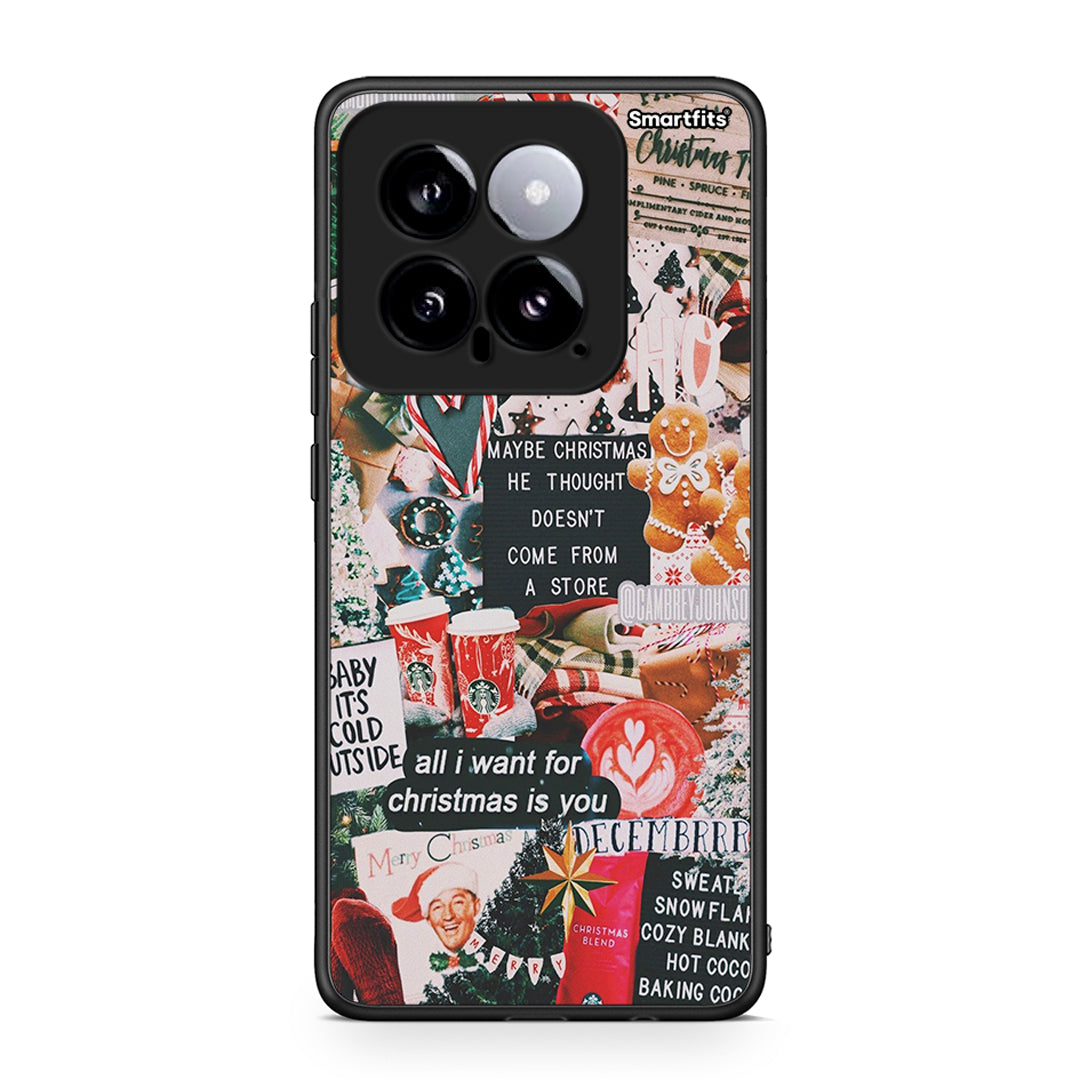 Xiaomi 14 5G Christmas Happiness θήκη από τη Smartfits με σχέδιο στο πίσω μέρος και μαύρο περίβλημα | Smartphone case with colorful back and black bezels by Smartfits