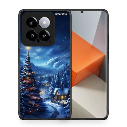 Θήκη Xiaomi 14 5G Christmas Scenery από τη Smartfits με σχέδιο στο πίσω μέρος και μαύρο περίβλημα | Xiaomi 14 5G Christmas Scenery case with colorful back and black bezels