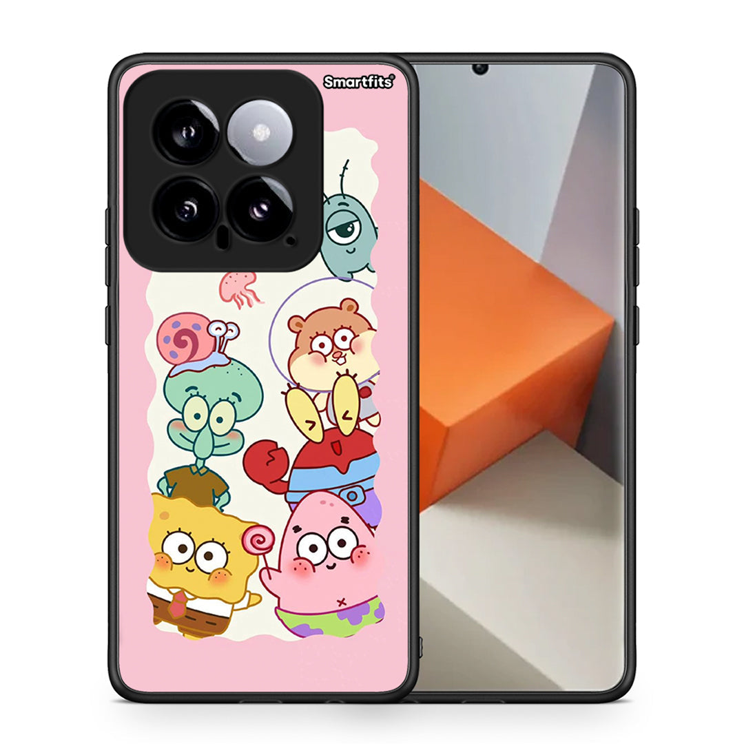 Θήκη Xiaomi 14 5G Cute Companion από τη Smartfits με σχέδιο στο πίσω μέρος και μαύρο περίβλημα | Xiaomi 14 5G Cute Companion case with colorful back and black bezels