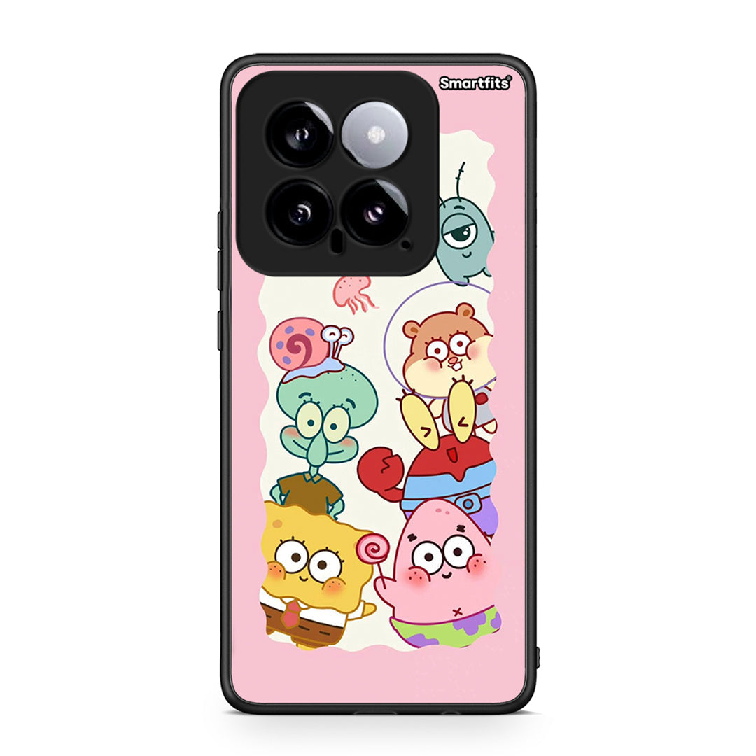 Xiaomi 14 5G Cute Companion θήκη από τη Smartfits με σχέδιο στο πίσω μέρος και μαύρο περίβλημα | Smartphone case with colorful back and black bezels by Smartfits