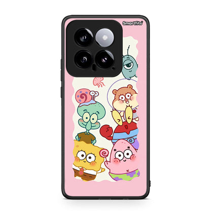 Xiaomi 14 5G Cute Companion θήκη από τη Smartfits με σχέδιο στο πίσω μέρος και μαύρο περίβλημα | Smartphone case with colorful back and black bezels by Smartfits