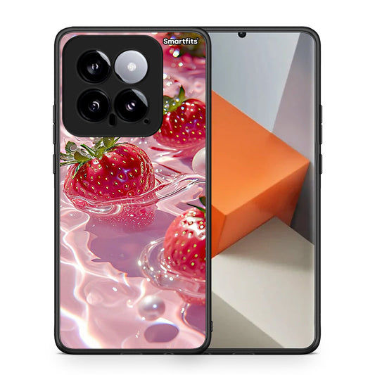 Θήκη Xiaomi 14 5G Juicy Strawberries από τη Smartfits με σχέδιο στο πίσω μέρος και μαύρο περίβλημα | Xiaomi 14 5G Juicy Strawberries case with colorful back and black bezels
