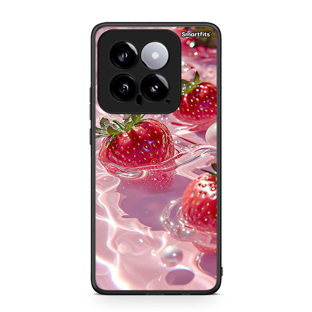 Xiaomi 14 5G Juicy Strawberries θήκη από τη Smartfits με σχέδιο στο πίσω μέρος και μαύρο περίβλημα | Smartphone case with colorful back and black bezels by Smartfits