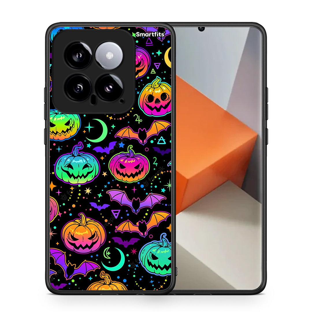 Θήκη Xiaomi 14 5G Neon Halloween από τη Smartfits με σχέδιο στο πίσω μέρος και μαύρο περίβλημα | Xiaomi 14 5G Neon Halloween case with colorful back and black bezels